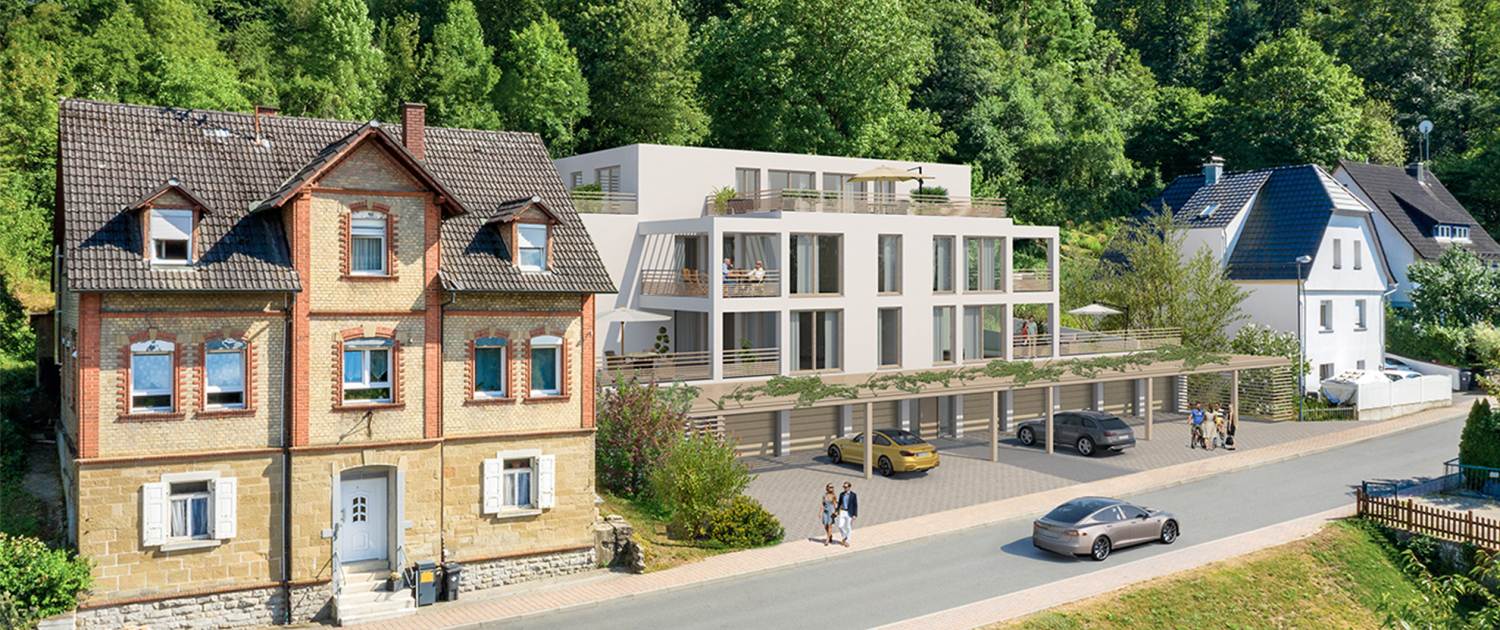 3D Rendering eines modernen Wohnhauses in der Frontalansicht
