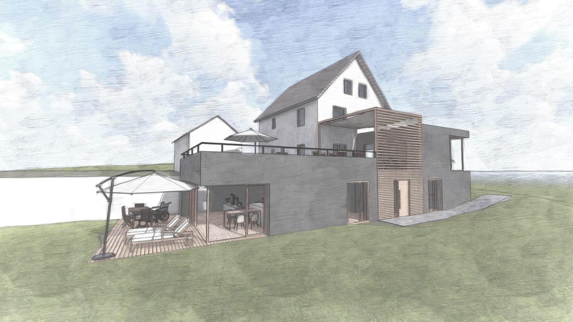 Skizze von Privathaus